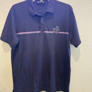 Travis Mathew Black Polo with Pink Stripe